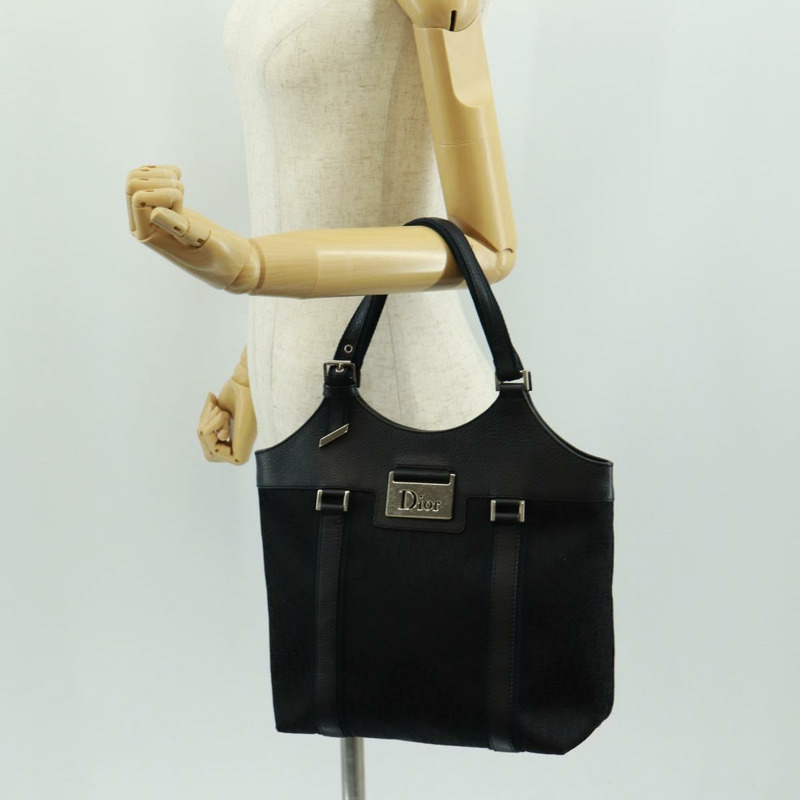 【日本直送】Christian Dior Trotter帆布手提包 黑色 銀色 正品 164034V-21