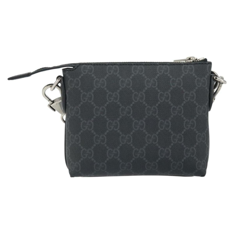 【日本直送】GUCCI GG Supreme 單肩包 PVC 黑色銀色 正品 157567SAV-1