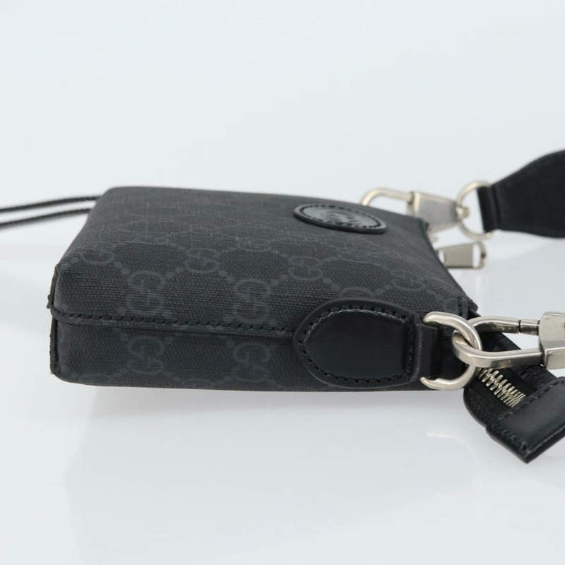 【日本直送】GUCCI GG Supreme 單肩包 PVC 黑色銀色 正品 157567SAV-2