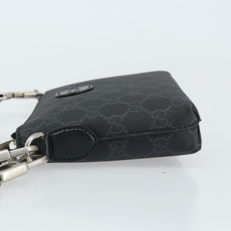 【日本直送】GUCCI GG Supreme 單肩包 PVC 黑色銀色 正品 157567SAV-3