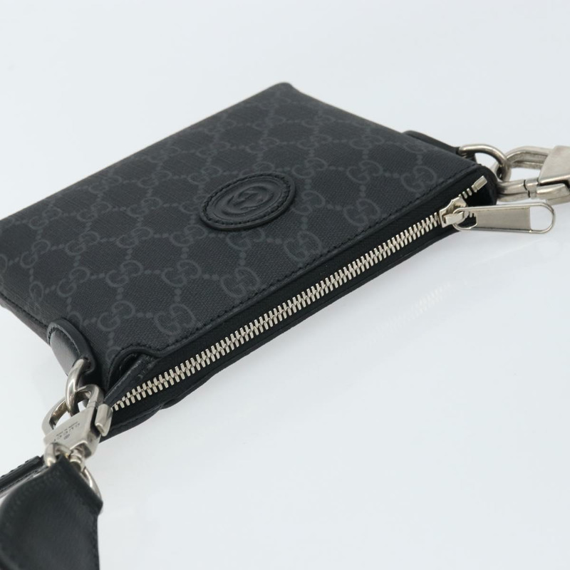 【日本直送】GUCCI GG Supreme 單肩包 PVC 黑色銀色 正品 157567SAV-5