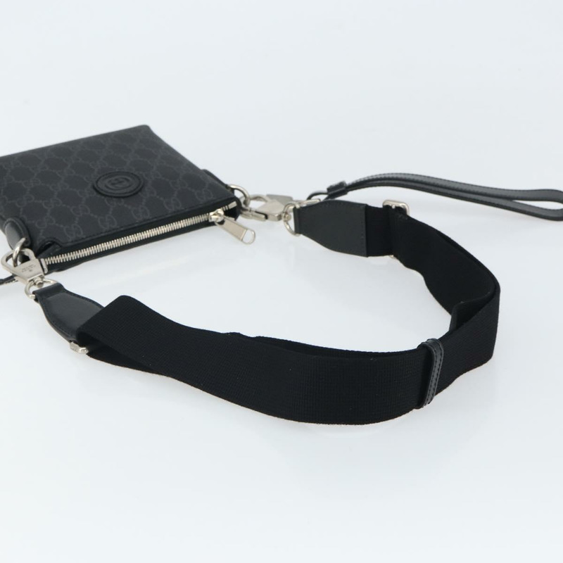 【日本直送】GUCCI GG Supreme 單肩包 PVC 黑色銀色 正品 157567SAV-6