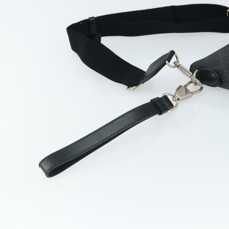 【日本直送】GUCCI GG Supreme 單肩包 PVC 黑色銀色 正品 157567SAV-7