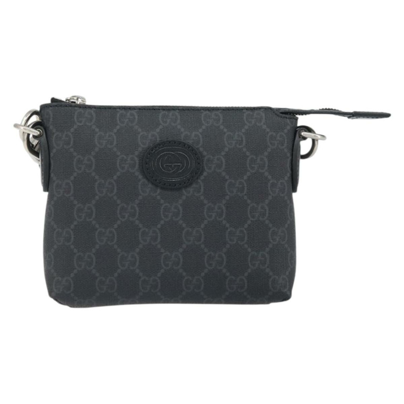 【日本直送】GUCCI GG Supreme 單肩包 PVC 黑色銀色 正品 157567SAV-12