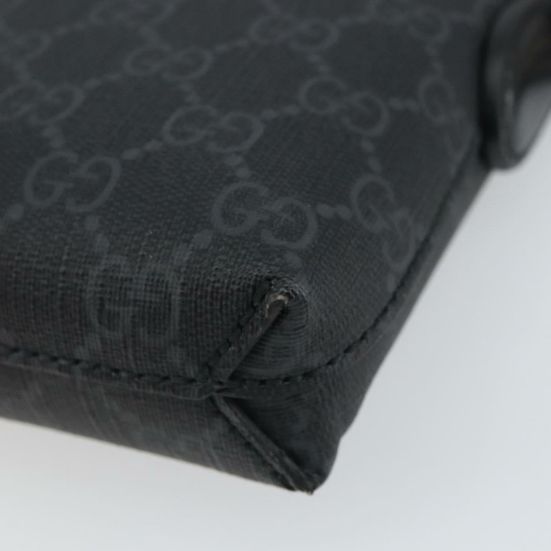 【日本直送】GUCCI GG Supreme 單肩包 PVC 黑色銀色 正品 157567SAV-14