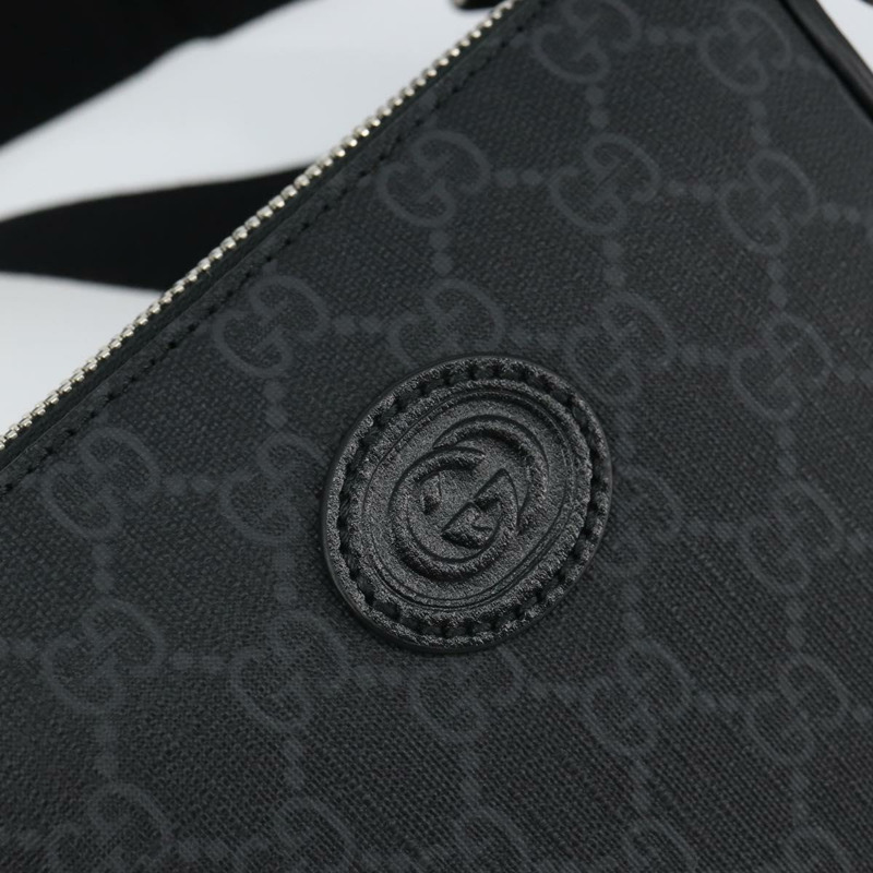 【日本直送】GUCCI GG Supreme 單肩包 PVC 黑色銀色 正品 157567SAV-18