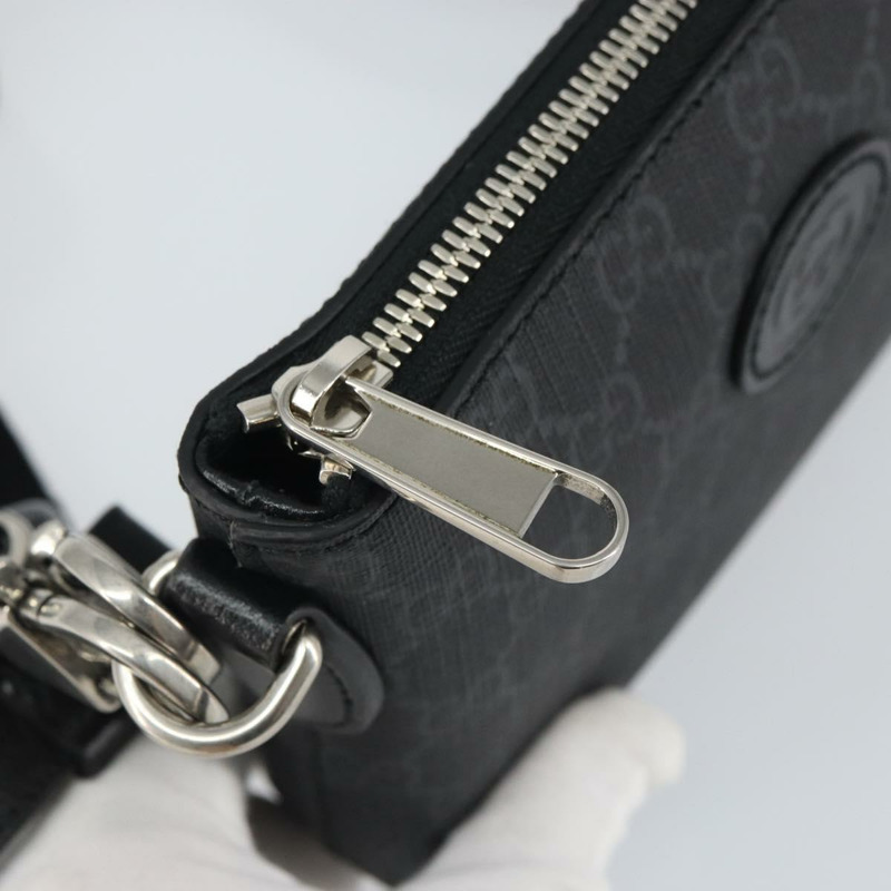 【日本直送】GUCCI GG Supreme 單肩包 PVC 黑色銀色 正品 157567SAV-19