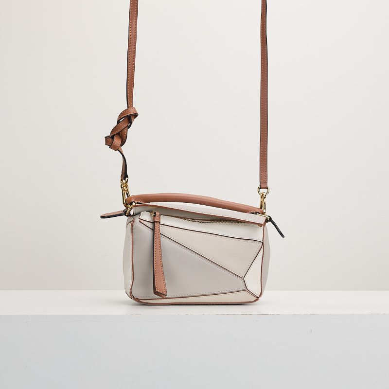 二手Loewe puzzle mini 灰棕拚色-0