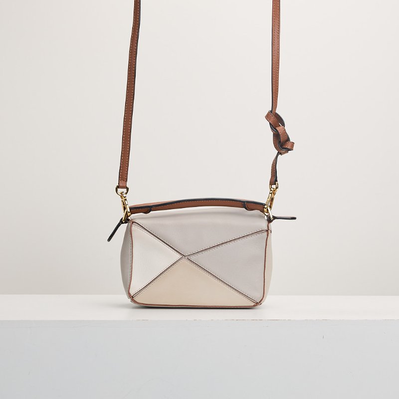 二手Loewe puzzle mini 灰棕拚色-1