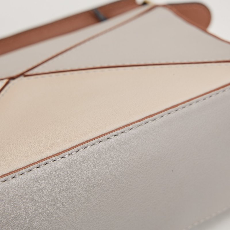 二手Loewe puzzle mini 灰棕拚色-11