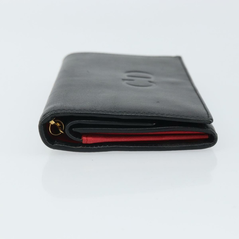 【日本直送】Christian Dior 長皮夾,黑色皮革,金色,正品 157500V-3