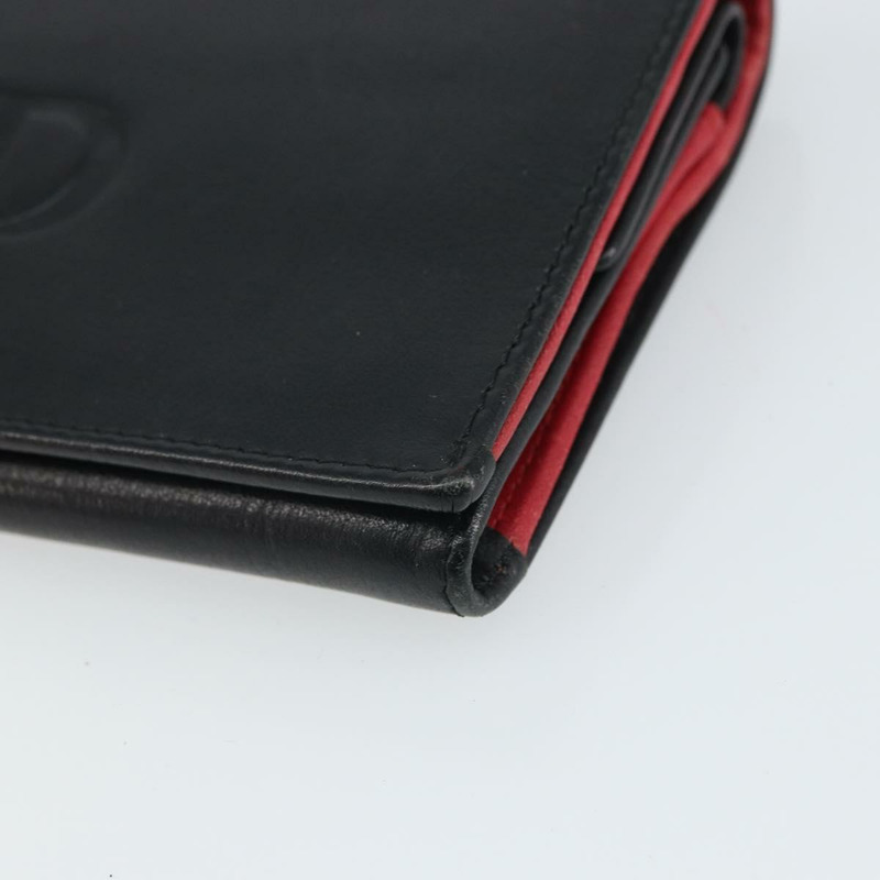 【日本直送】Christian Dior 長皮夾,黑色皮革,金色,正品 157500V-6