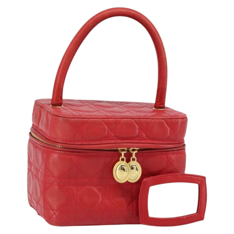 【日本直送】Christian Dior Canage Vanity 化妝包,羊皮材質,紅色金色,正品編號 163573-0