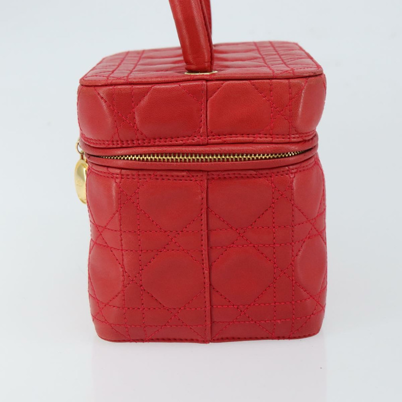 【日本直送】Christian Dior Canage Vanity 化妝包,羊皮材質,紅色金色,正品編號 163573-3