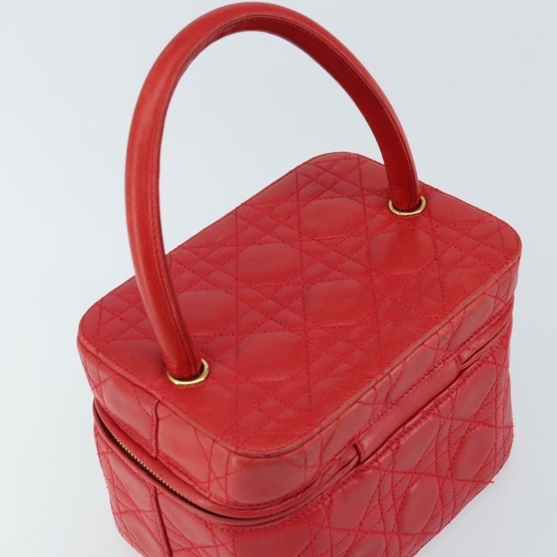 【日本直送】Christian Dior Canage Vanity 化妝包,羊皮材質,紅色金色,正品編號 163573-5