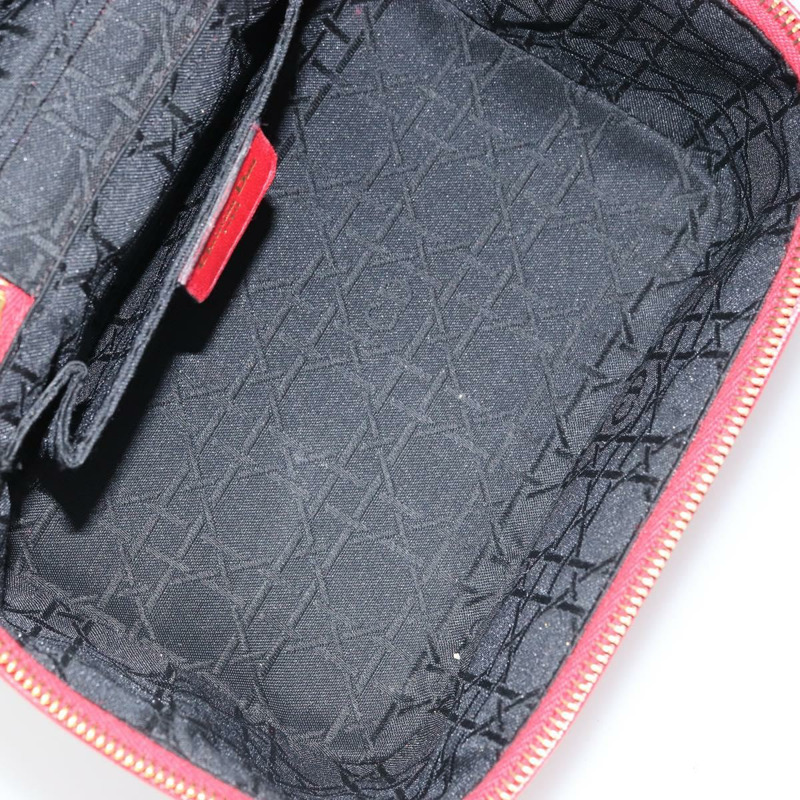 【日本直送】Christian Dior Canage Vanity 化妝包,羊皮材質,紅色金色,正品編號 163573-10