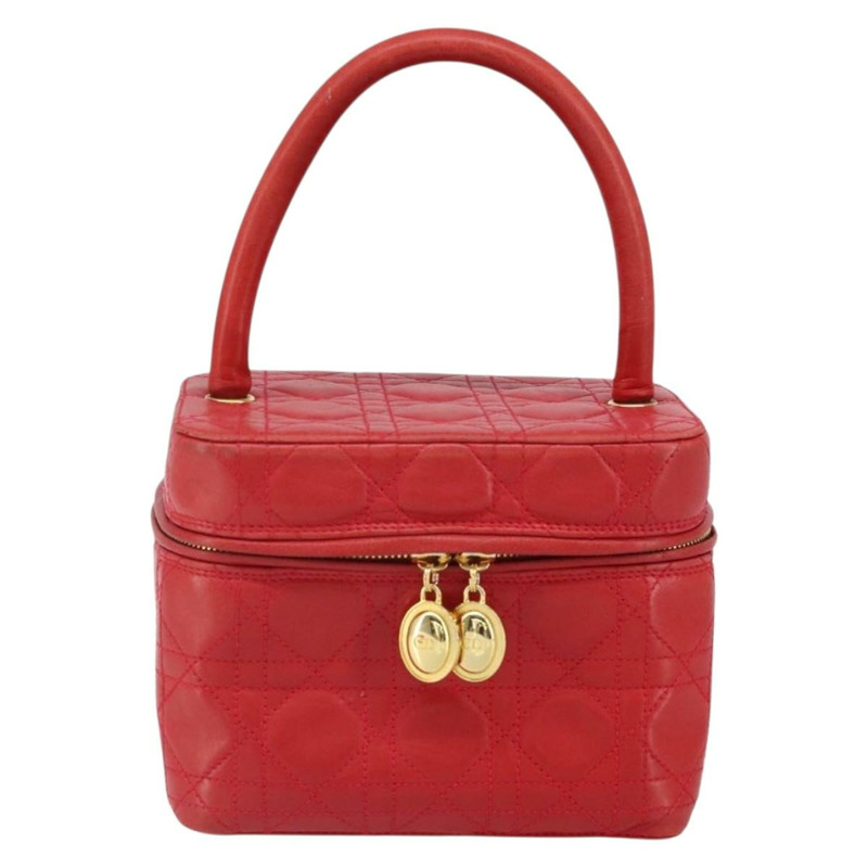 【日本直送】Christian Dior Canage Vanity 化妝包,羊皮材質,紅色金色,正品編號 163573-12