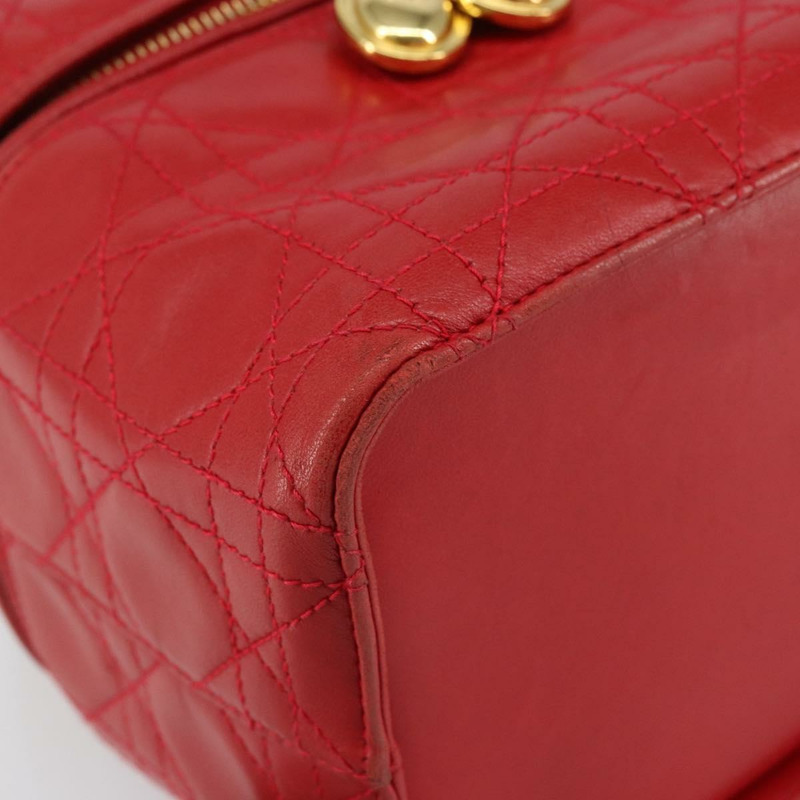 【日本直送】Christian Dior Canage Vanity 化妝包,羊皮材質,紅色金色,正品編號 163573-13