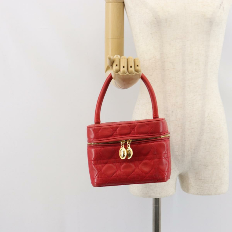 【日本直送】Christian Dior Canage Vanity 化妝包,羊皮材質,紅色金色,正品編號 163573-22