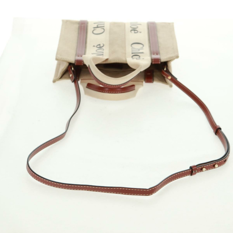 【日本直送】Chloe Woody 手提包 帆布 兩用 米色 金色 正品 am10533V-8