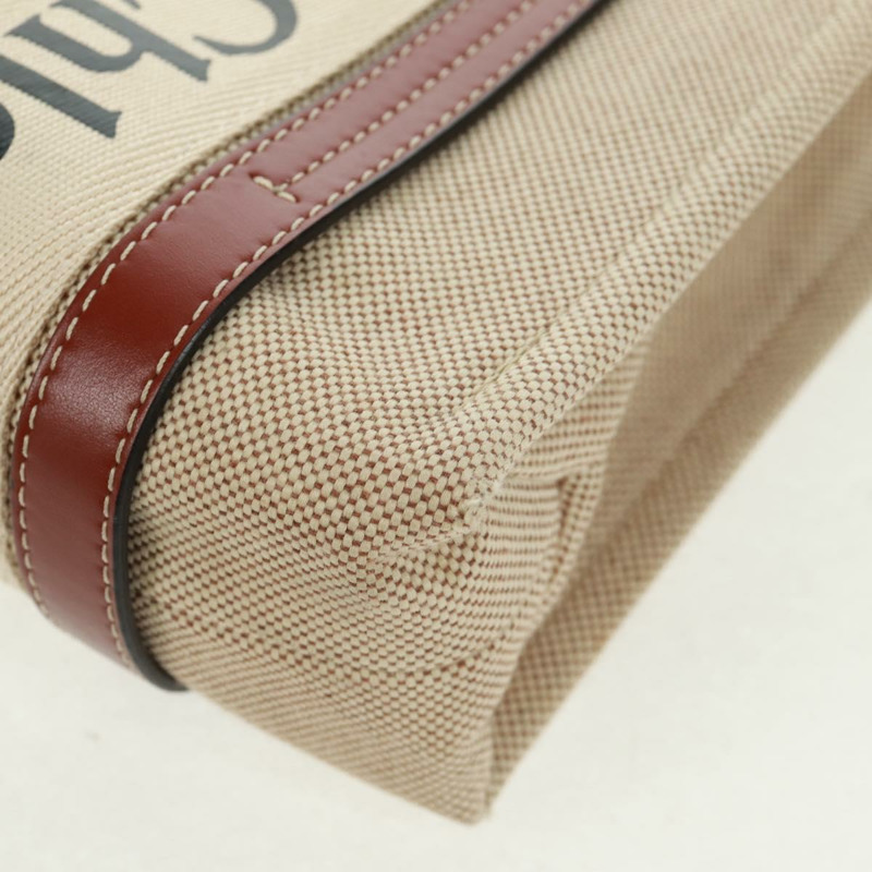 【日本直送】Chloe Woody 手提包 帆布 兩用 米色 金色 正品 am10533V-16