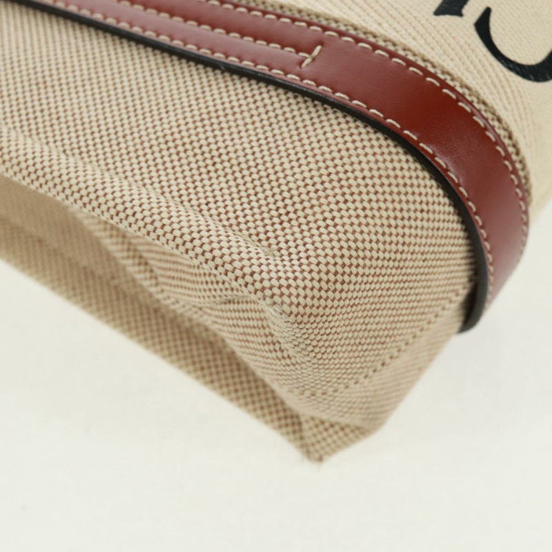 【日本直送】Chloe Woody 手提包 帆布 兩用 米色 金色 正品 am10533V-17