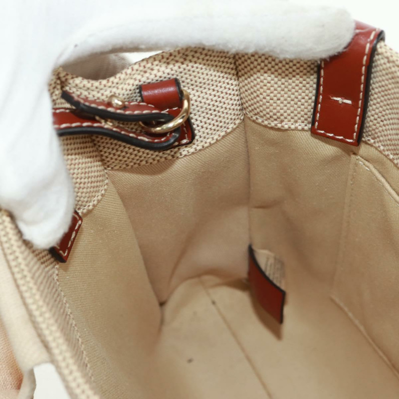 【日本直送】Chloe Woody 手提包 帆布 兩用 米色 金色 正品 am10533V-21