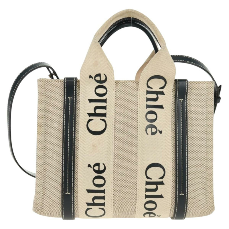 【日本直送】Chloe Woody 手袋 帆布 兩用 象牙金 正品 am10546V-2