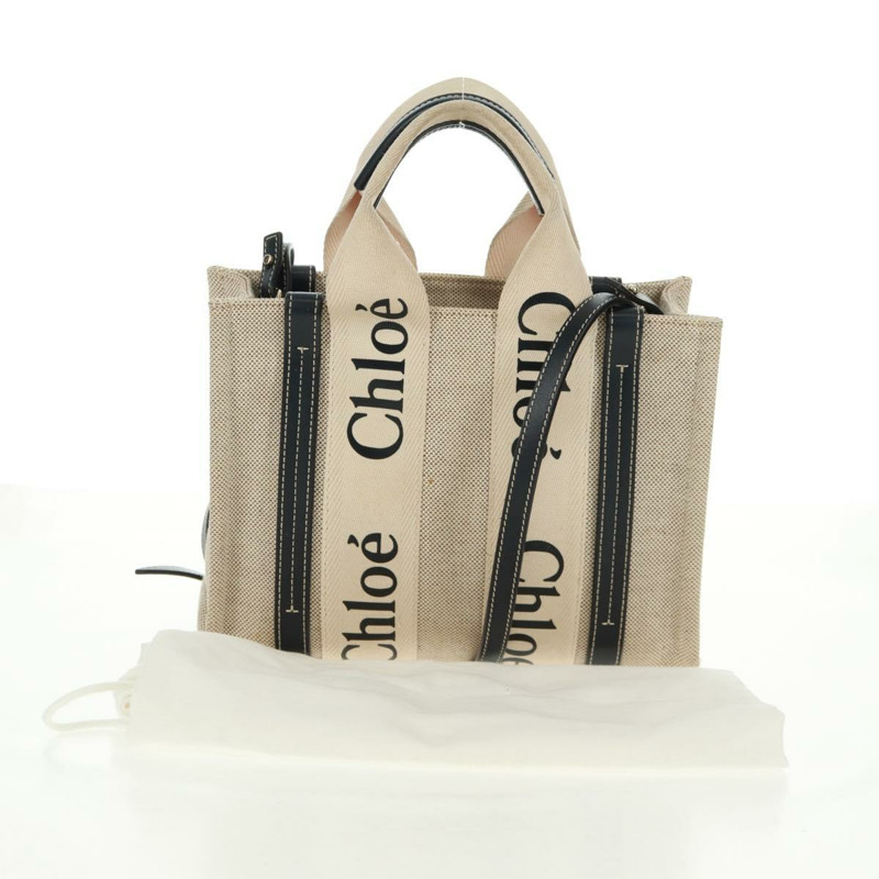 【日本直送】Chloe Woody 手袋 帆布 兩用 象牙金 正品 am10546V-11