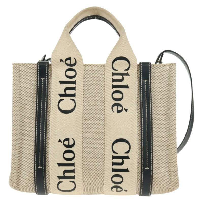 【日本直送】Chloe Woody 手袋 帆布 兩用 象牙金 正品 am10546V-12