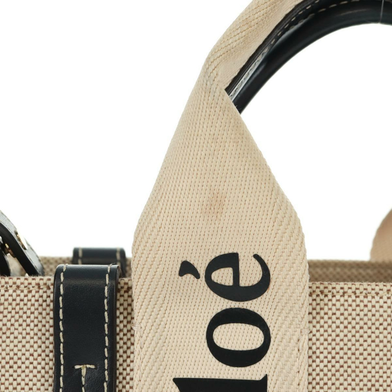 【日本直送】Chloe Woody 手袋 帆布 兩用 象牙金 正品 am10546V-13