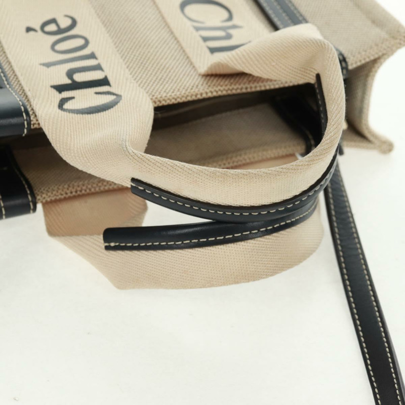 【日本直送】Chloe Woody 手袋 帆布 兩用 象牙金 正品 am10546V-15