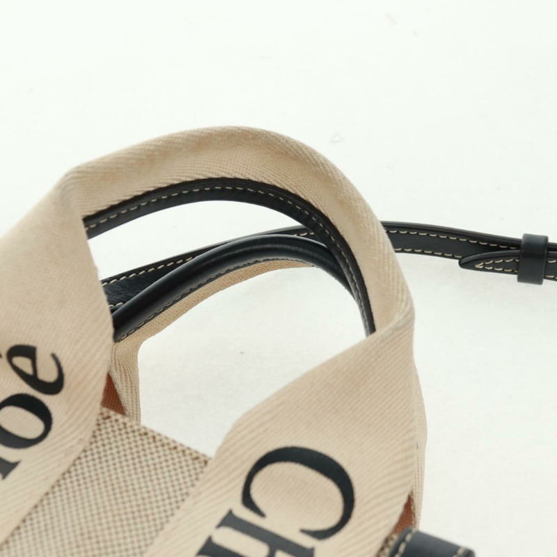 【日本直送】Chloe Woody 手袋 帆布 兩用 象牙金 正品 am10546V-16