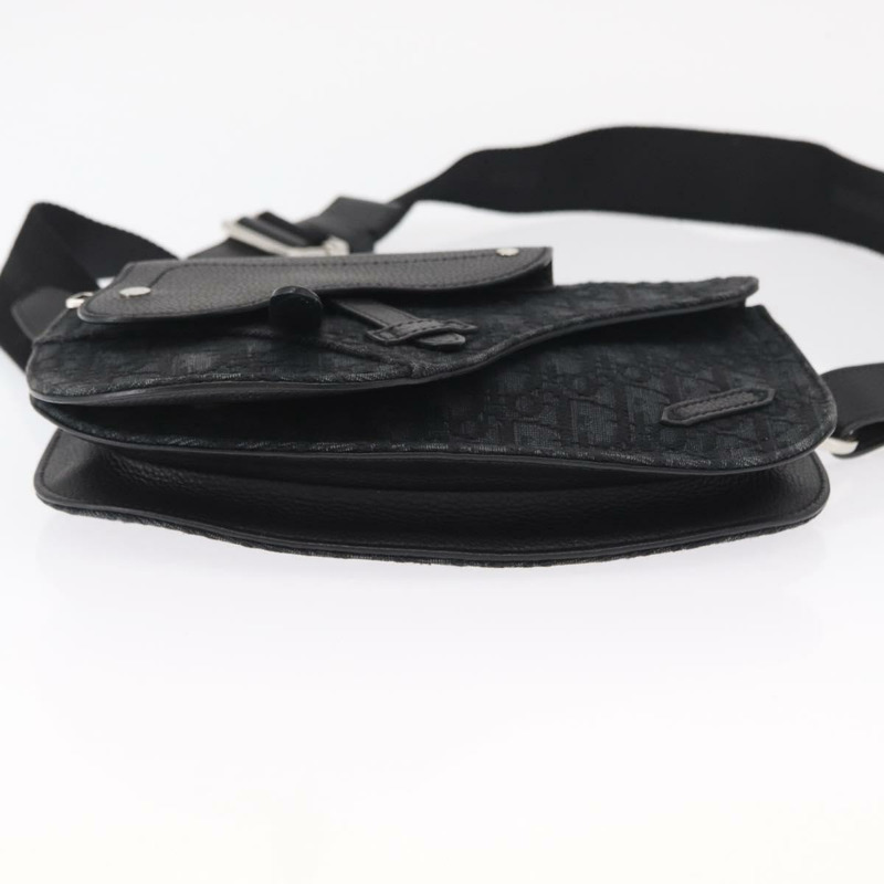 【日本直送】Christian Dior Oblique Trotter帆布馬鞍包 黑色銀色 正品 ka1589A-4