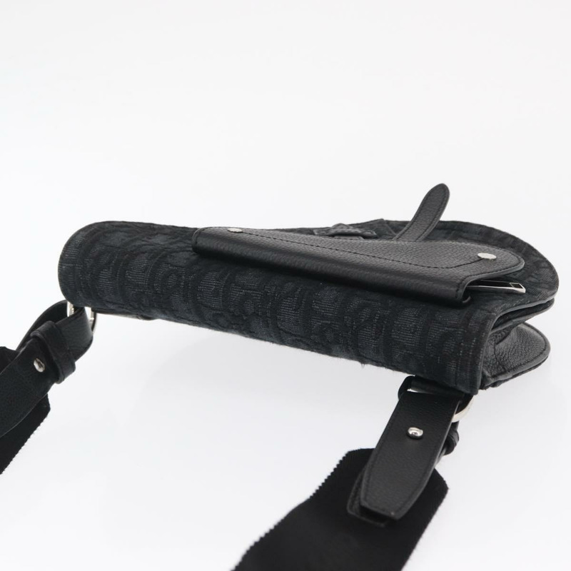 【日本直送】Christian Dior Oblique Trotter帆布馬鞍包 黑色銀色 正品 ka1589A-5