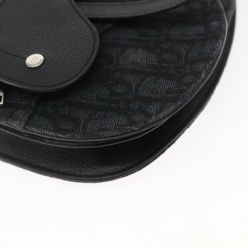 【日本直送】Christian Dior Oblique Trotter帆布馬鞍包 黑色銀色 正品 ka1589A-8