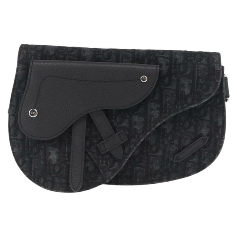 【日本直送】Christian Dior Oblique Trotter帆布馬鞍包 黑色銀色 正品 ka1589A-12