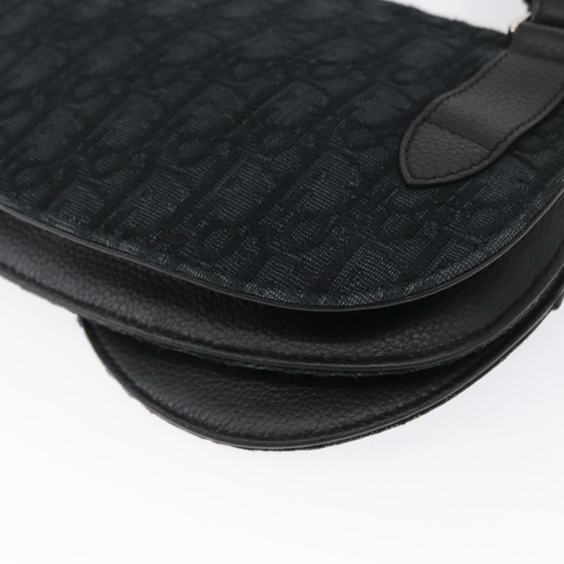 【日本直送】Christian Dior Oblique Trotter帆布馬鞍包 黑色銀色 正品 ka1589A-15