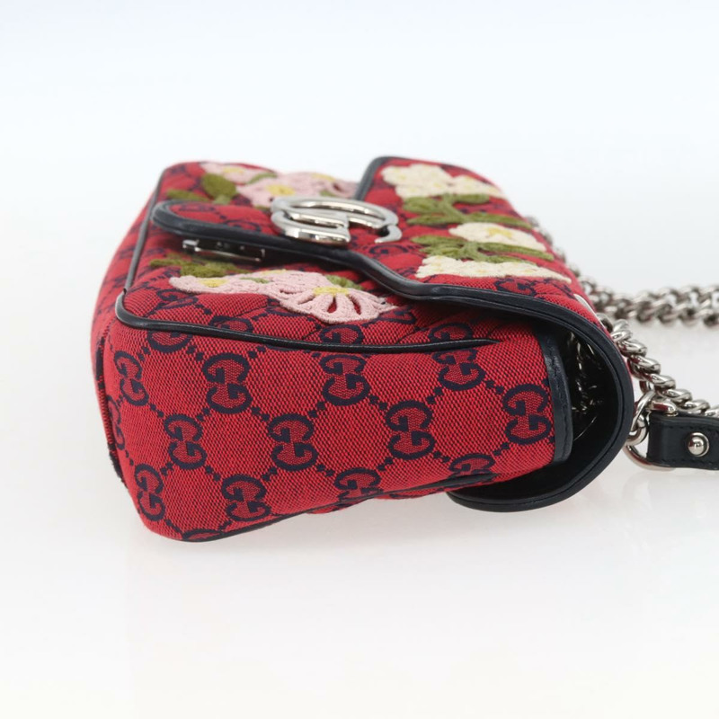 【日本直送】GUCCI GG帆布鏈條單肩包 紅色銀色 443497 正品 ka1533SAM-3