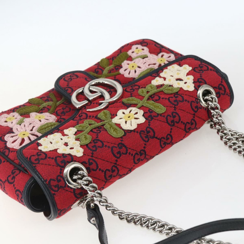 【日本直送】GUCCI GG帆布鏈條單肩包 紅色銀色 443497 正品 ka1533SAM-5