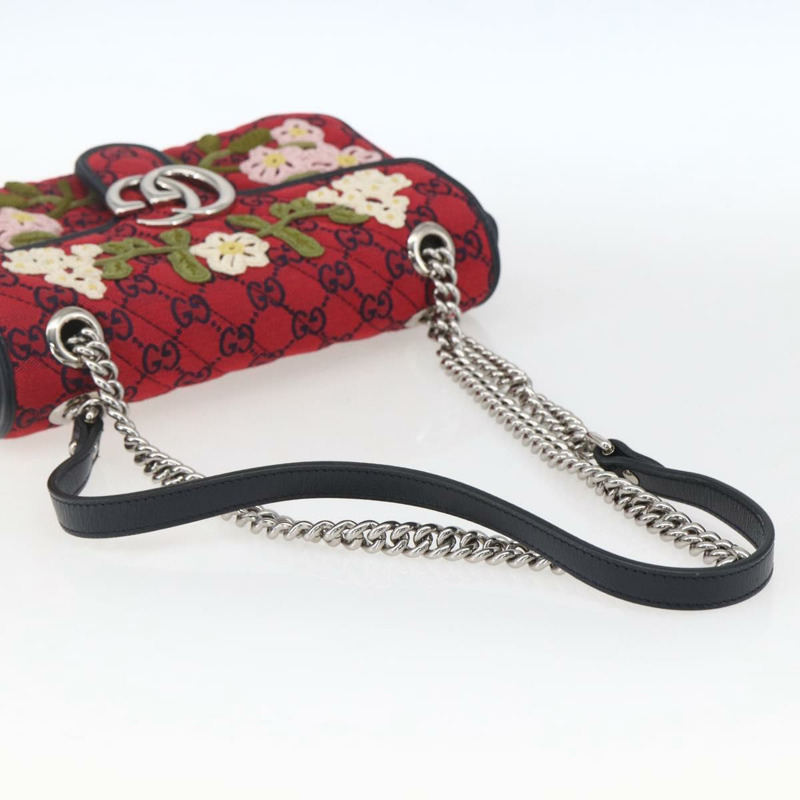 【日本直送】GUCCI GG帆布鏈條單肩包 紅色銀色 443497 正品 ka1533SAM-6