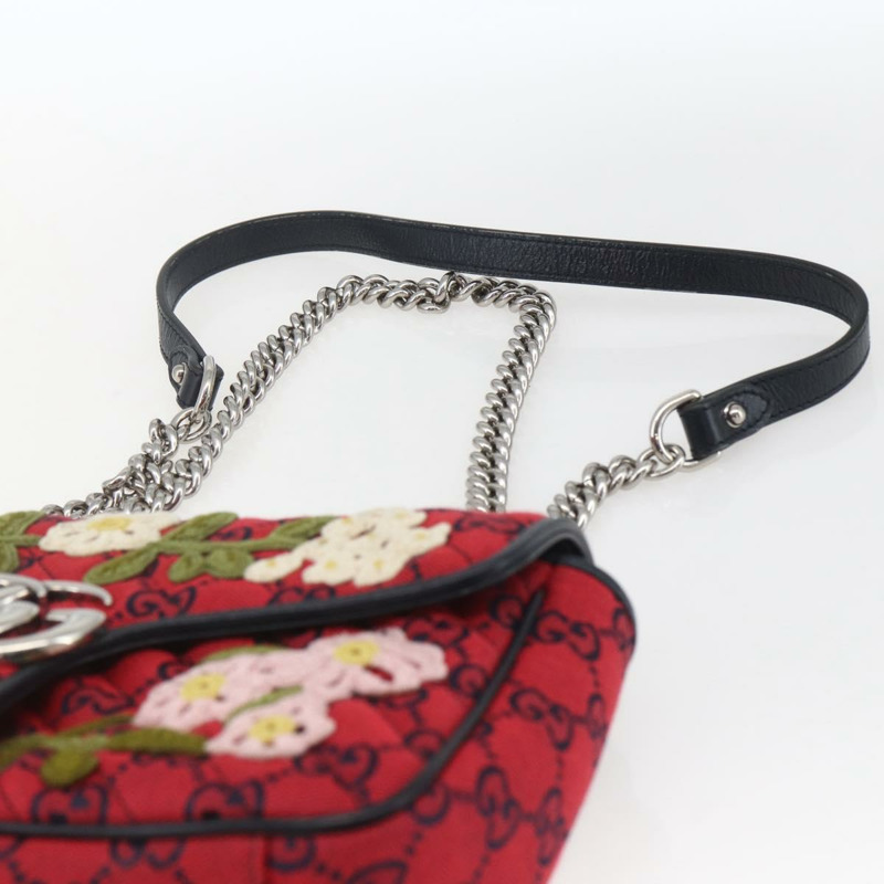 【日本直送】GUCCI GG帆布鏈條單肩包 紅色銀色 443497 正品 ka1533SAM-7