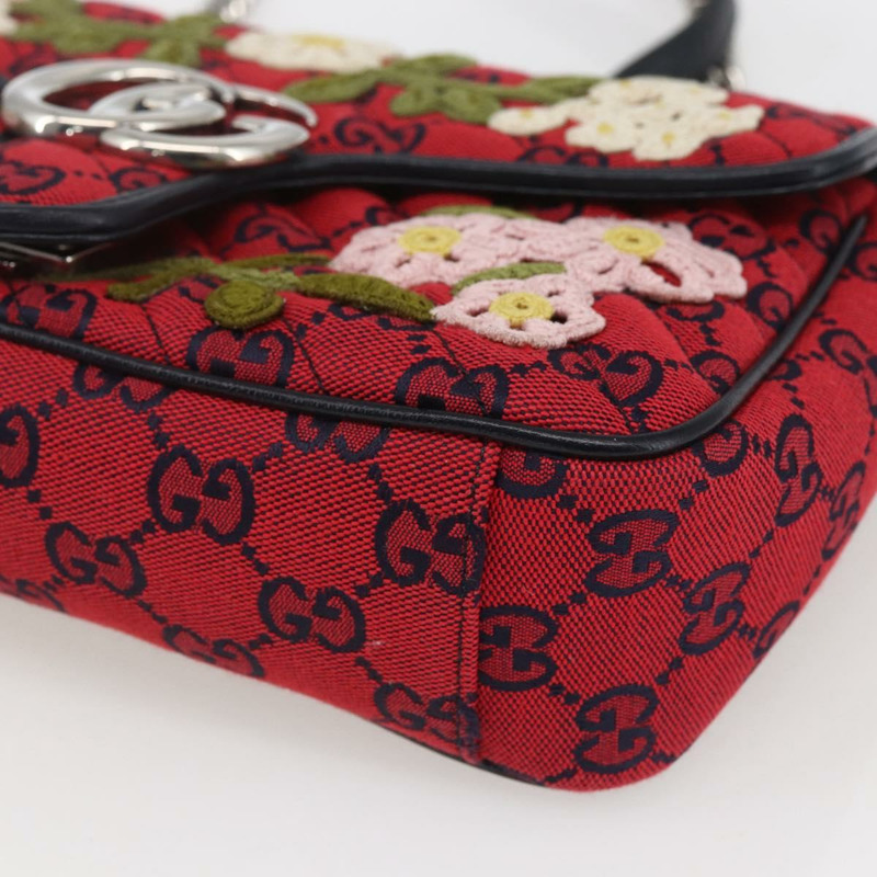 【日本直送】GUCCI GG帆布鏈條單肩包 紅色銀色 443497 正品 ka1533SAM-8
