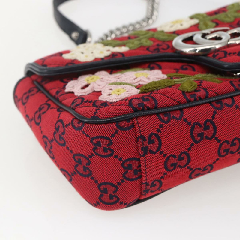【日本直送】GUCCI GG帆布鏈條單肩包 紅色銀色 443497 正品 ka1533SAM-13