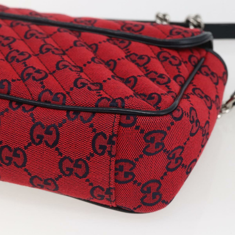 【日本直送】GUCCI GG帆布鏈條單肩包 紅色銀色 443497 正品 ka1533SAM-14