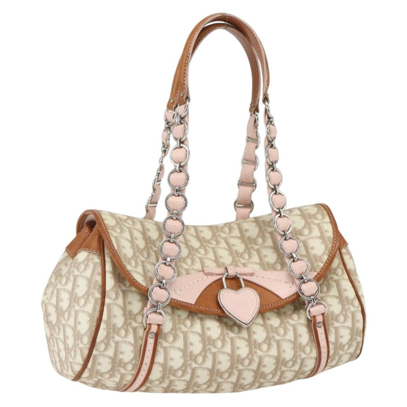 【日本直送】Christian Dior Trotter帆布浪漫手提包 米色 銀色 正品 165901V-0