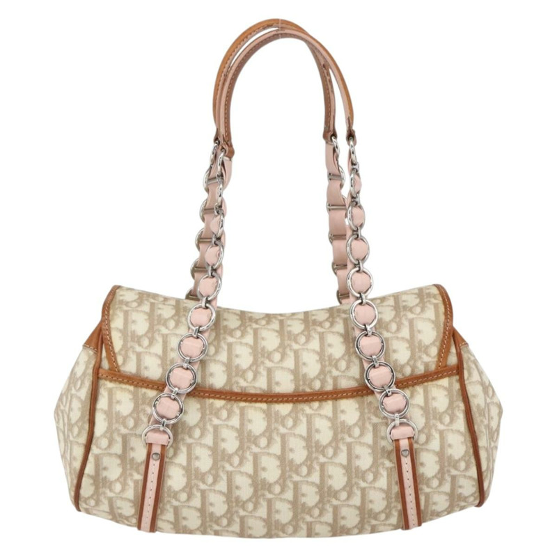 【日本直送】Christian Dior Trotter帆布浪漫手提包 米色 銀色 正品 165901V-1
