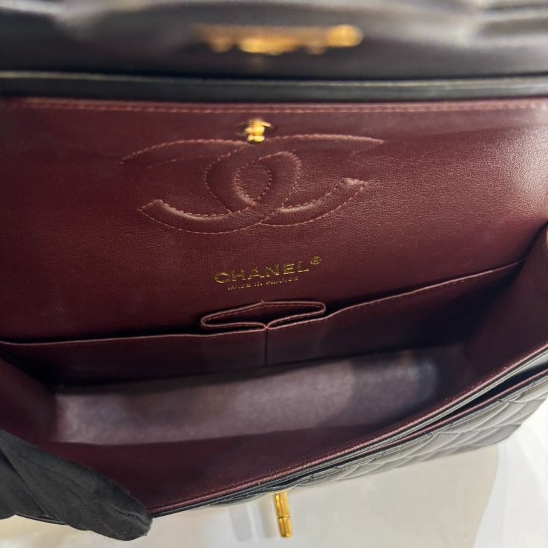 Chanel黑色金釦小羊皮CF25-9