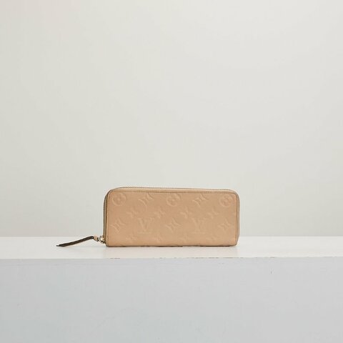 二手Lv Clemence 拉鍊長夾/奶茶色