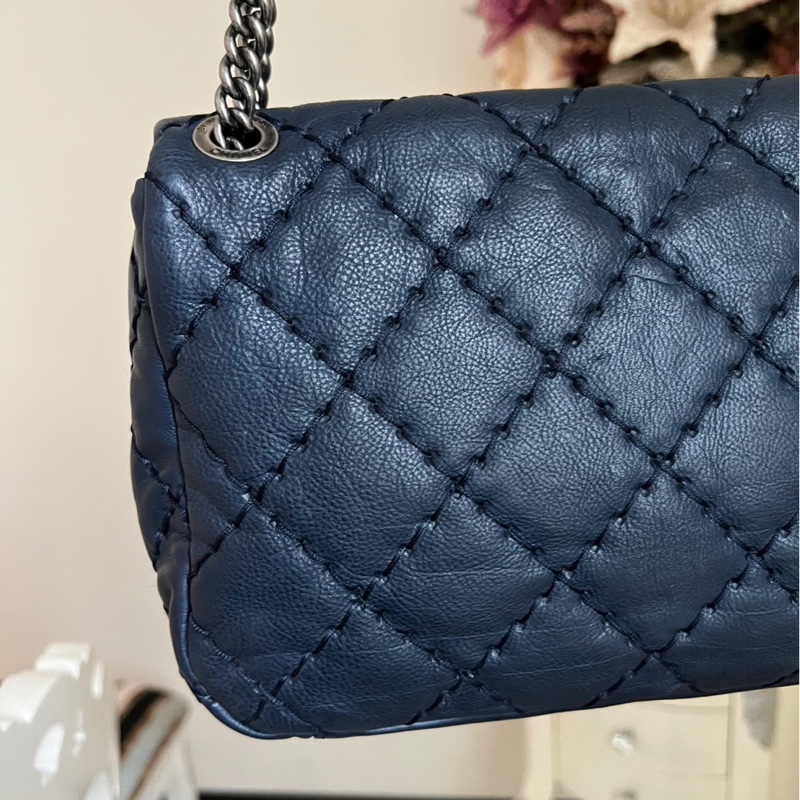 香奈兒深藍色肩背斜背包-3